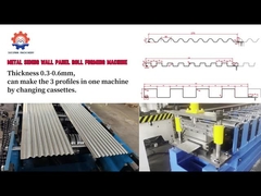 0.3-0.8 มม ความหนา Snap Lock Roof Wall Sheet Roll Forming Machine กับรูที่เจาะ